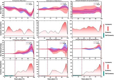 Continuous time series analysis on the effects of induced running fatigue on leg symmetry using kinematics and kinetic variables: Implications for knee joint injury during a countermovement jump